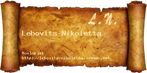 Lebovits Nikoletta névjegykártya
